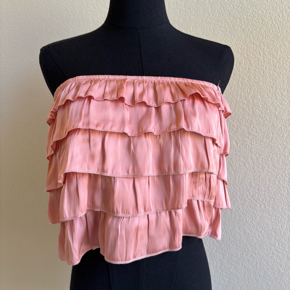 Strapless Ruffle Tube Top - Pink - Picture 3 of 12